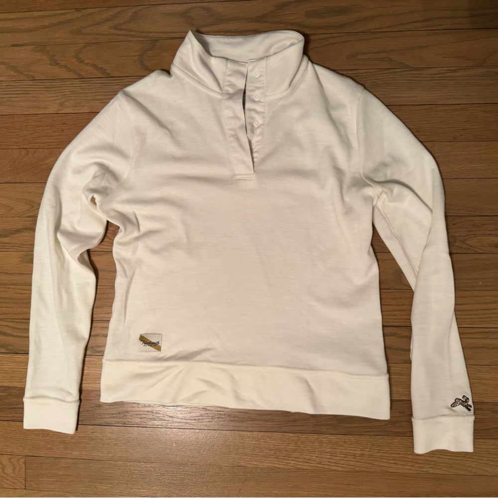 Tracksmith Downeaster Quarter Snap Cream Women's Sweater